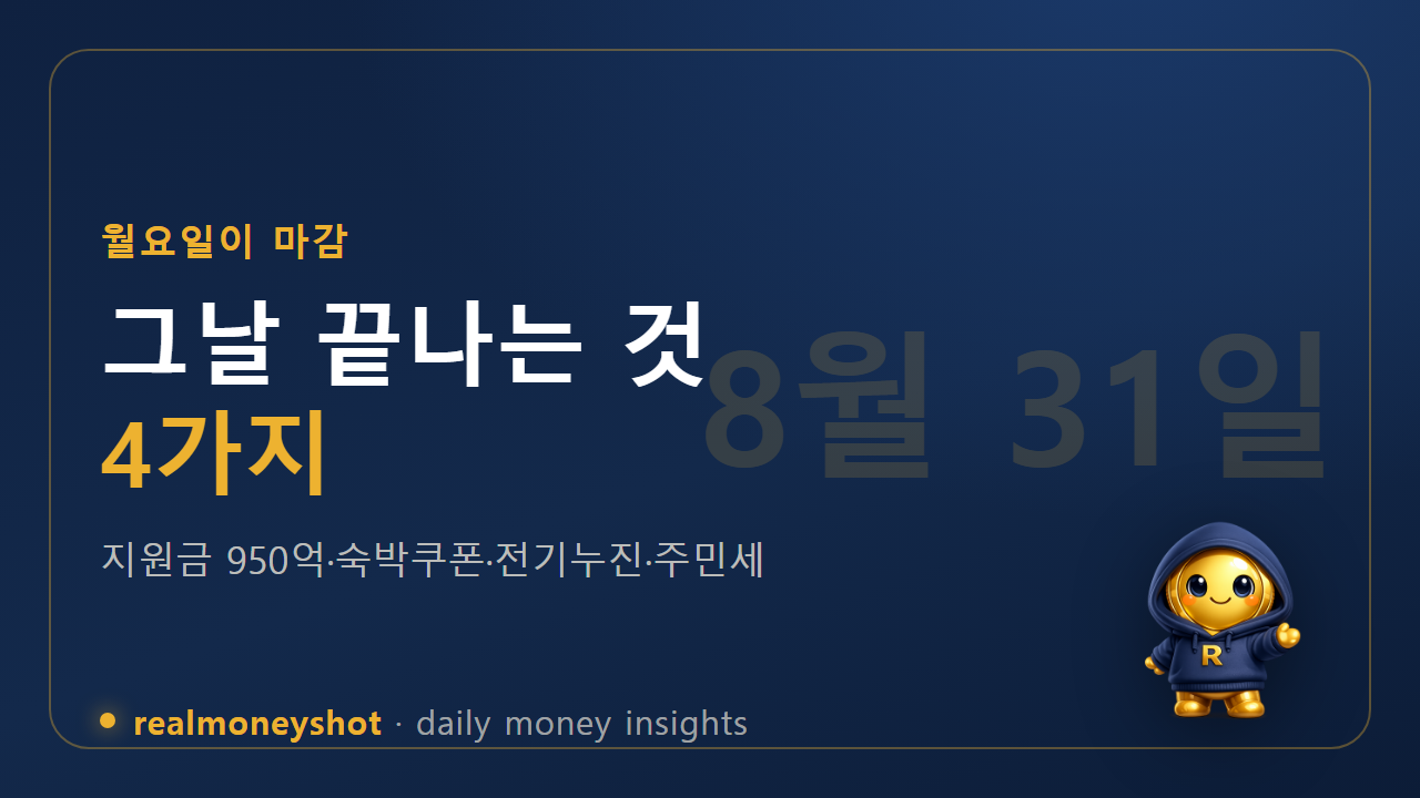 고유가 피해지원금 950억 소멸 2026 - 8월 31일 끝나는 것 4가지 총정리