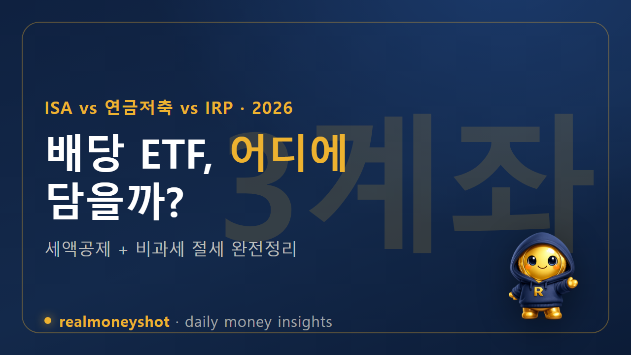 배당 ETF는 연금계좌, 성장주는 ISA — 계좌 하나로 세금 몇 배 달라지는 절세 지도 (2026년)