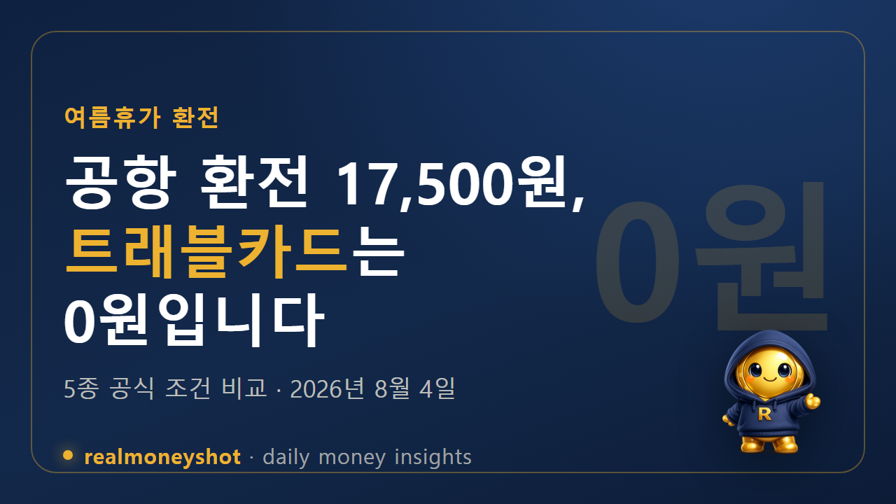 트래블카드 비교 2026 — 환전 0원은 다 되지만, 재환전까지 무료는 토스·KB 둘뿐이에요